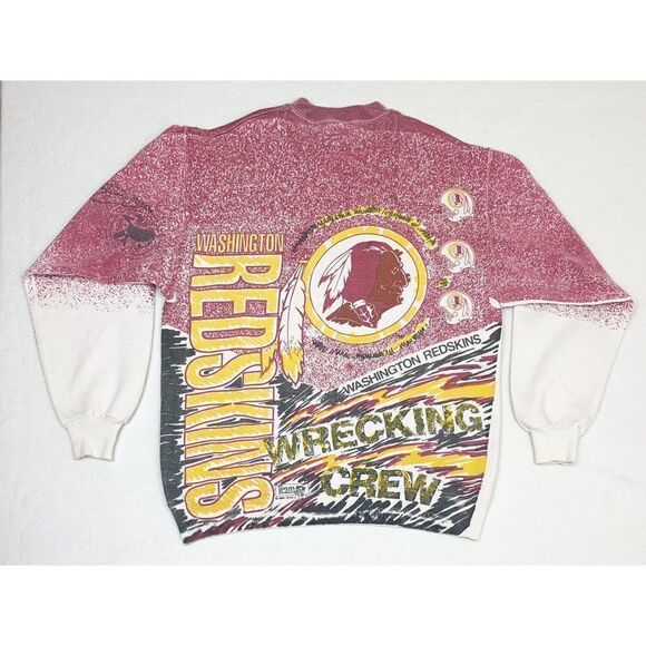 Vintage NFL Redskins Commanders Sweatshirt XL All Over Print Football - Picture 3 of 9